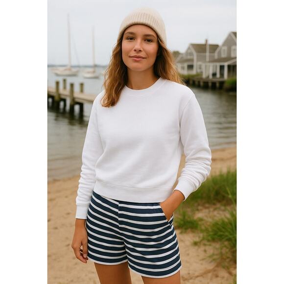 J.CREW Tops - J.CREW White Crewneck Sweatshirt Size XS Preppy Coastal Classic Summer